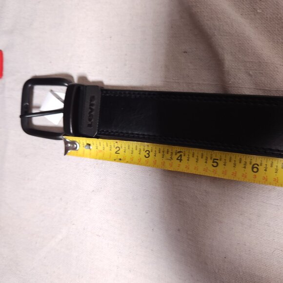 Levis Reversible Black Brown Coated Leather Top Synthetic Lining Belt Mens 38 - Picture 5 of 16